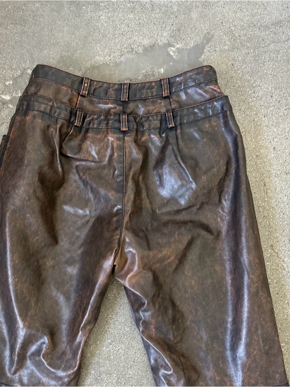 Alberto Makali Brown Faux Leather Flare Pants - Picture 8 of 12